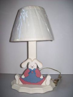 Painted Blue Pink Bunny Lamp Light Easter Kids Children Nursery