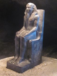 statue sculpture of Pharaoh Khafre seated on throne of the two lands