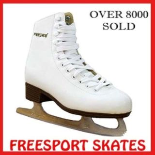 New Freesport Ice Figure Skates Kids Ladies Faux Leather Retro Sz 10 8
