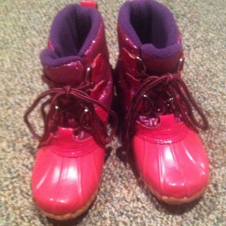 Khombu Girls Glitter Pink Purple Ankle Boots Size 2