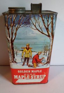 Vintage Golden Maple Brand Pure Maple Syrup One Gallon Tin HW Cook NY
