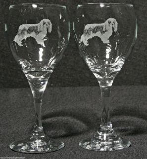 Cavalier King Charles Spaniel Dog Laser Etched Teardrop Wine Glass PR