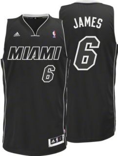 Adidas Lebron King James 6 Miami Heat NBA Black White Away Swingman