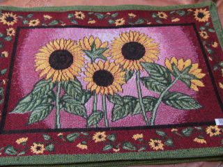 QUALITY TAPESTRY SUNFLOWER THEME   BURGUNDY   LINED PLACEMATS   SET
