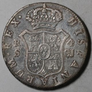 Silver 4 Reales Old Half Dollar King Ferdinand VII Seville Mint