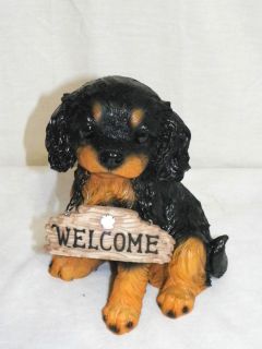 New King Charles Spaniel Dog Puppy Welcome Sign Decoration Statue