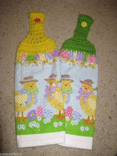 Spring Easter Chickens Chicks Crochet Top Kitchen Towel