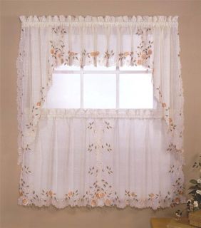 Rosemary 58x12 Tailored Valance Kitchen Curtain Linen Color