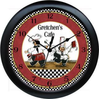 Personalized Kitchen Gourmet Fat Chef Waiter Wall Clock
