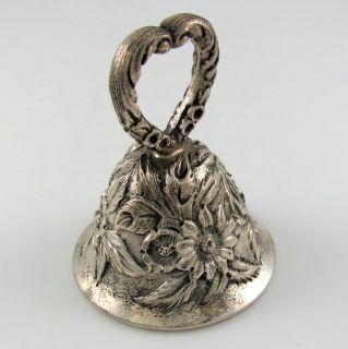 KIRK SON Sterling Silver Repousse Dinner Bell w Heart Shaped Handle