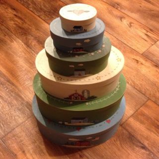 Stackable Country Decor Primitive Oval Bins