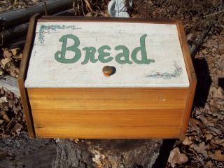 Vintage Country Kitchen Wood Bread Box Flowers Wooden