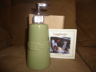 Longaberger Woven Traditions Pottery Sage Soap Pump Dispenser RARE New
