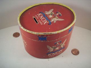 1950s Vintage Miniature Paper Knox Hat Box Coin Piggy Bank