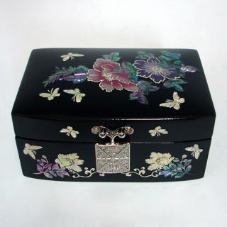  Pearl Korean Lacquer Wooden Jewelry Treasure Trinket Small Box Chest