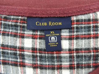 MS192 Club Room Mens Sleepwear Knit Top Flannel Pants Pajama Set Reds