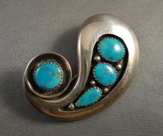 Wonderful Frank Patania SR Silver Turquoise Pin Brooch Vintage