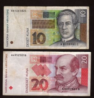 Croatia 10 20 Kuna Bank Notes Fantastic