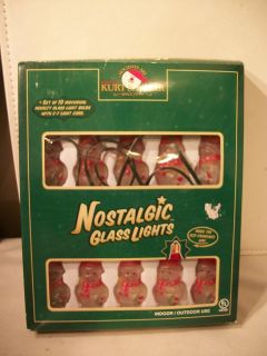 Kurt Adler Nostalgic Glass Snowman Christmas Lights String 10 1 Box