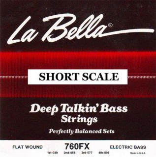 La Bella 760FX s Short 30 5 Scale Flat Wound 4 Bass Strings Flatwound
