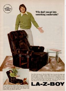 1972 La Z Boy Recliner Football Joe Namath Print Ad