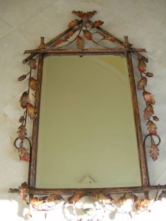 Maitland Smith Labarge Forged Iron Oak Leaf Wall Mirror