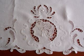 Embroidery Linen Tea Towel Exquisite Needle Lace Lady 28X46