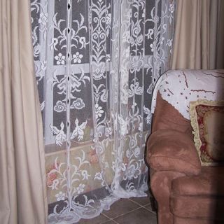 Delicate Embroidery All Lace White Long Curtain Panel