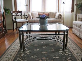 Designer Coffee Table by La Barge Bronze Glass