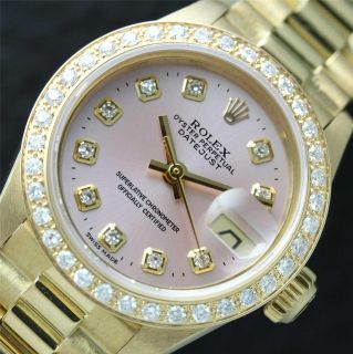 Ladies Rolex 18K Solid Gold DateJust Diamond President Watch Original