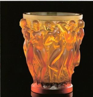 Lalique Crystal Classic Bacchantes Vase Ladies Amber BNIB