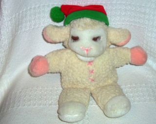 Shari Lewis Plush Xmas Lamb Chop Full Hand Puppet Stuffed Toy