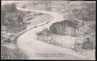 Mountain Lake Park MD State Highway Vtg MT Postcard Early Old Maryland