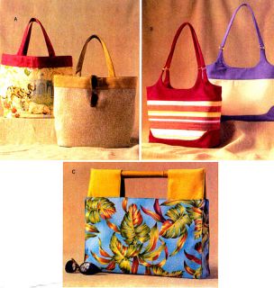 OOP Ladies Totes Handbags Purses 3 Sizes Sewing Pattern Butterick 3799