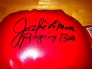 Jake LaMotta Signed Autographed Boxing Glove JSA HOF See Raging Bull