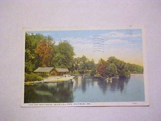 Maryland Postcard Lake Boat House Druid Hill Park Baltimore MD