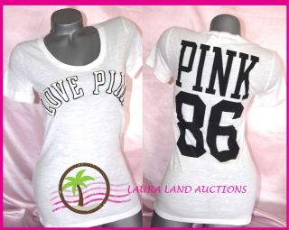 Small♥victoria Secret Love Pink 86 T Shirt V Neck Graphic Top White