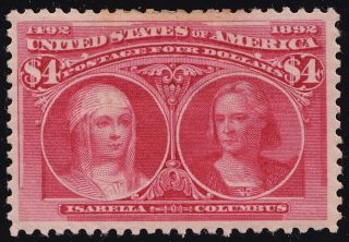 1895, $4.00, Crimson lake, (Sc# 244) Isabella & Columbus