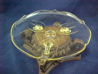 Antique Lancaster Glass Landrum Footed Cake Plate Bowl Yellow Elegant