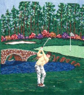 Golf Tapestry Fabric Pillow Panel Assorted Courses Scenes Landscape