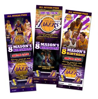 La Lakers Birthday Party Invitation Ticket Custom Card Los Angeles