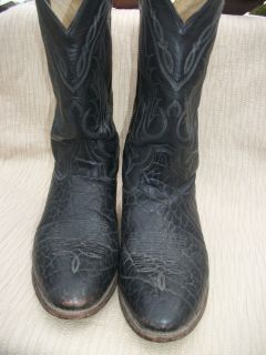Tony Lamas Black Crackled Hide Leather Cowboy Western Boots Sz 10 5 EE