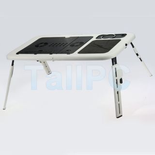 New White Portable Laptop Computer Table Bed Tray Cooling Fan USA