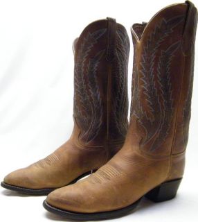 Mens Larry Mahan Brown Oiled Leather Cowboy Western Boots Sz 9D 9 D