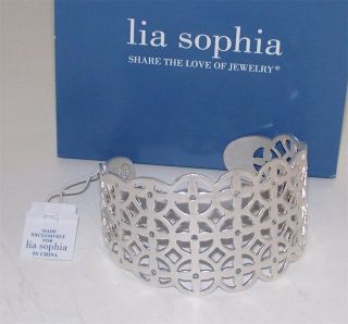 Lia Sophia Retired Crochet Cuff Silver Bracelet New in Box with Tags