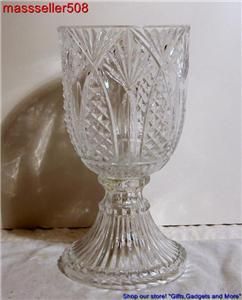 Beautiful Large Cut or Pressed Clear Glass Vase 9 ¾ H