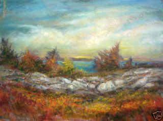 Adirondack Stone Wall Original Landscape Painting 30x40 Hall Groat
