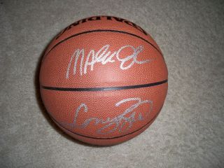 Magic Johnson Larry Bird Hand Signed NBA Basketball