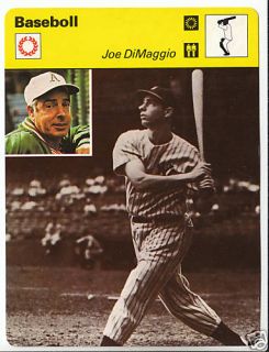 Joe DiMaggio Baseball 1977 Sweden SPORTSCASTER Card