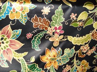 Black Green Gold Red Copper Blue Green Floral Fabric